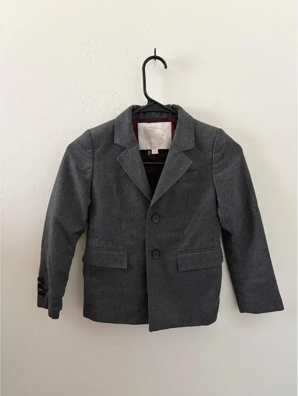 Kids Burberry Grey Blazer with plaid liner - Size 8 y